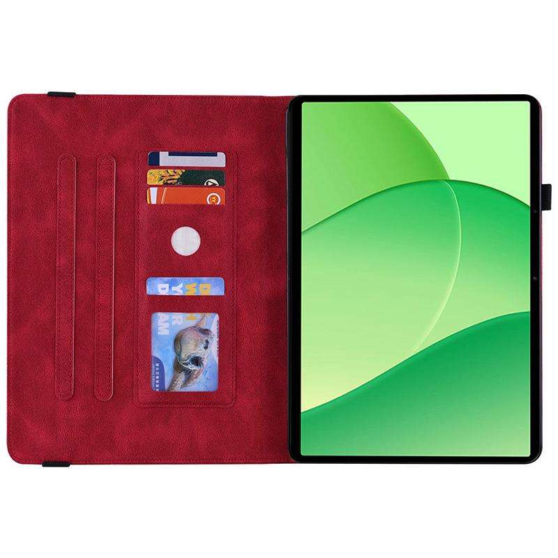 For OPPO Pad SE 11 inch Butterfly Flower Embossed Leather Tablet Case(Red)