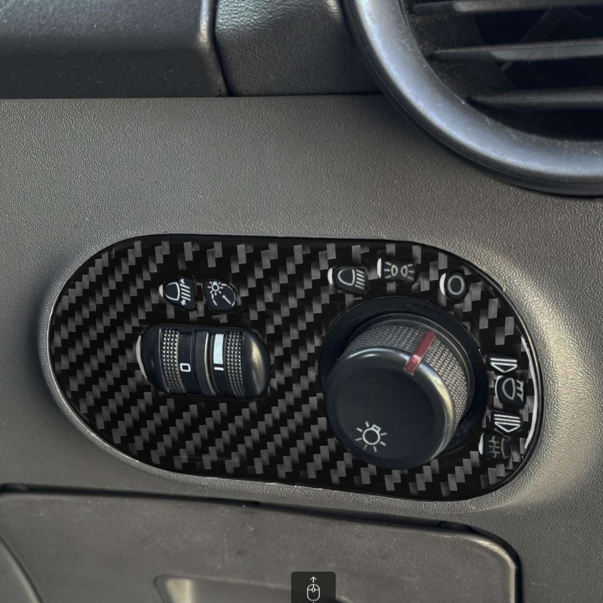 Carbon Fiber Car Headlight Switch Decorative Sticker for SEAT Ibiza 2003-2008, Right Driver(Black)