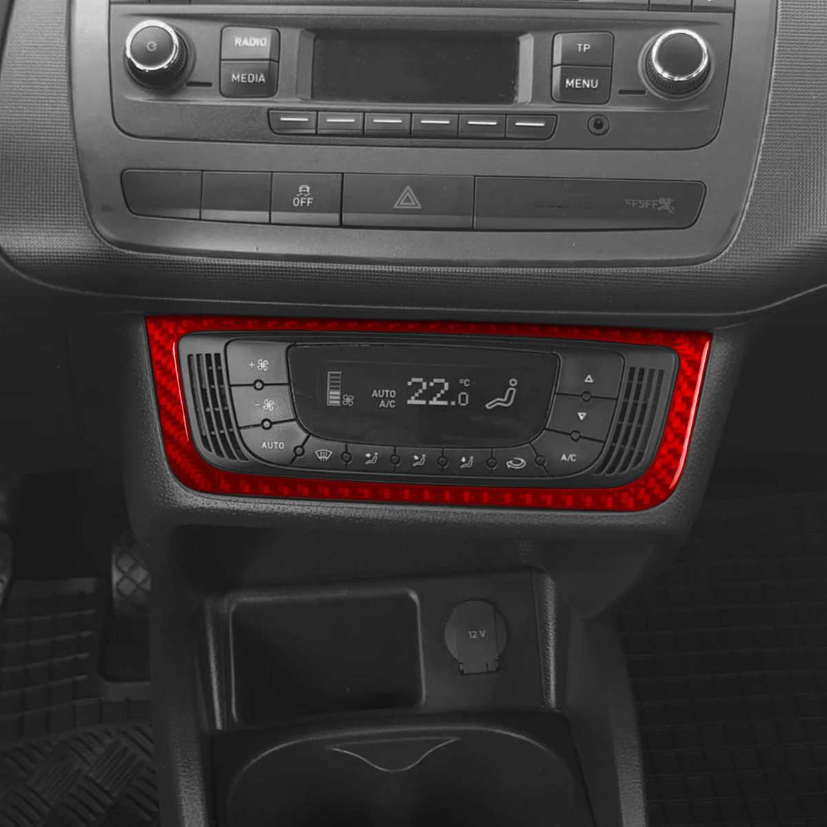 Carbon Fiber Car Air Conditioner Switch Panel B Decorative Sticker for SEAT Ibiza 2009-2014, Left...