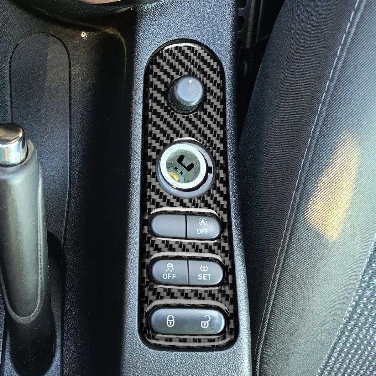 Carbon Fiber Car Rear Mirror Adjustment Switch Frame Decorative Sticker for SEAT Leon 2005-2012, ...