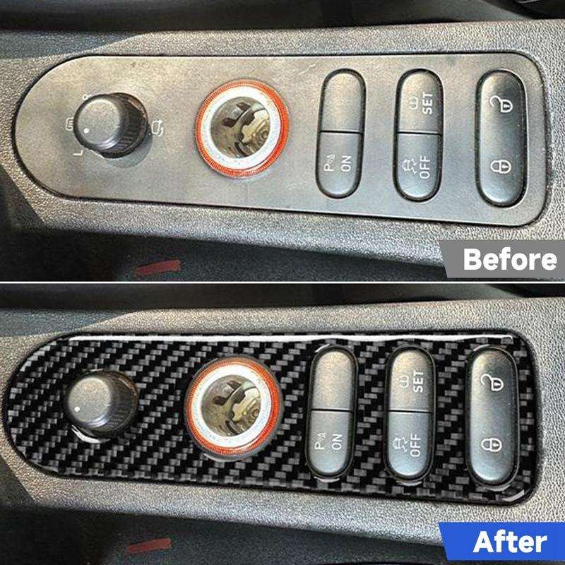 Carbon Fiber Car Rear Mirror Adjustment Switch Frame Decorative Sticker for SEAT Leon 2005-2012, ...