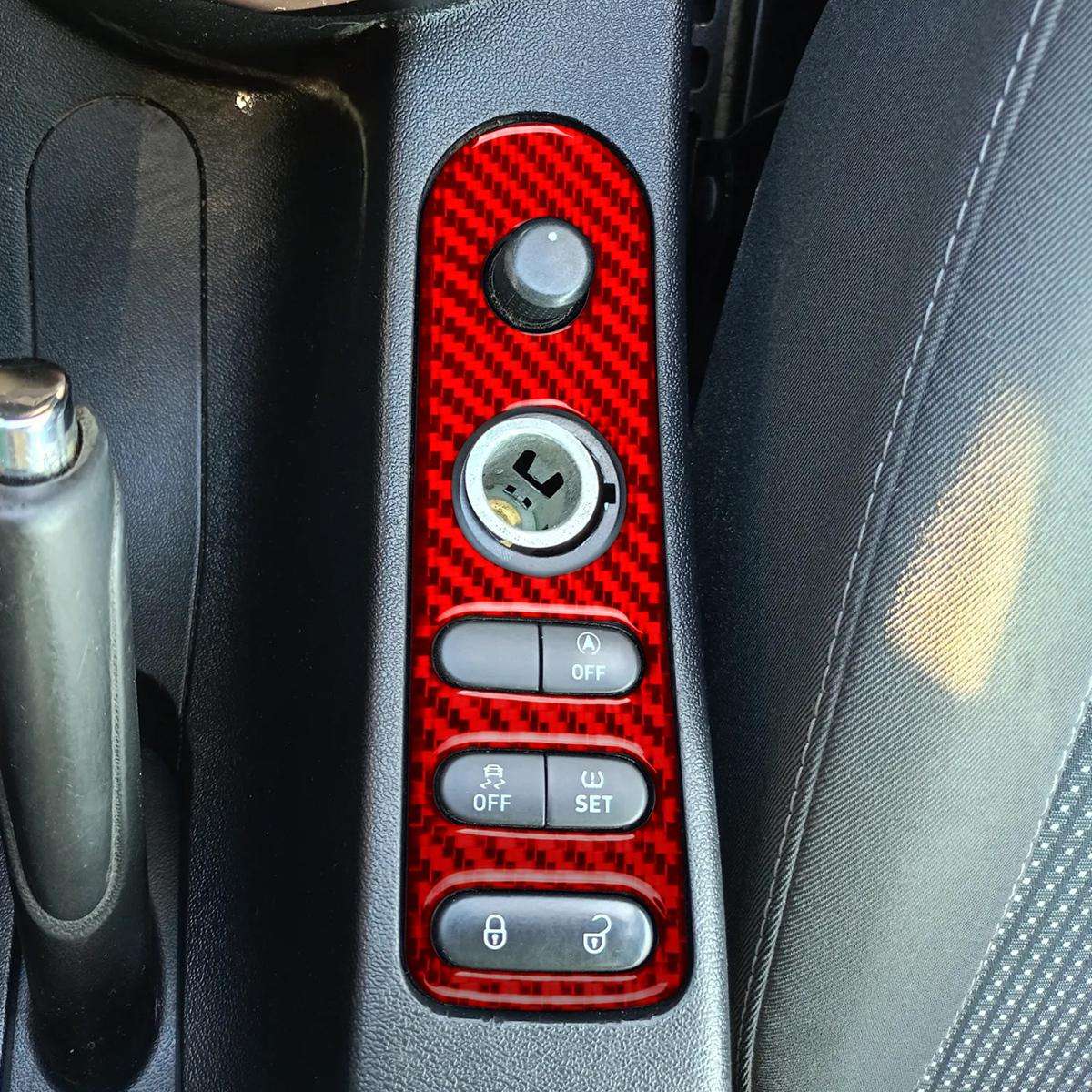 Carbon Fiber Car Rear Mirror Adjustment Switch Frame Decorative Sticker for SEAT Leon 2005-2012, ...