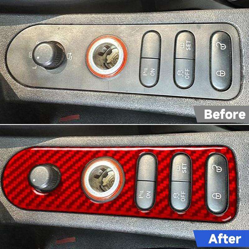 Carbon Fiber Car Rear Mirror Adjustment Switch Frame Decorative Sticker for SEAT Leon 2005-2012, ...