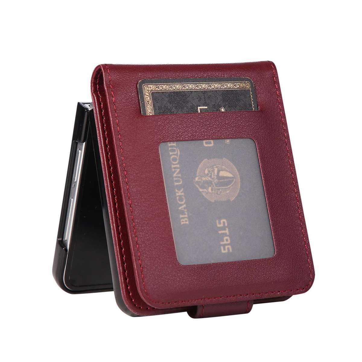 For Samsung Galaxy Z Flip7 5G 3-Card Slots Multifunctional Leather Phone Case(Wine Red)