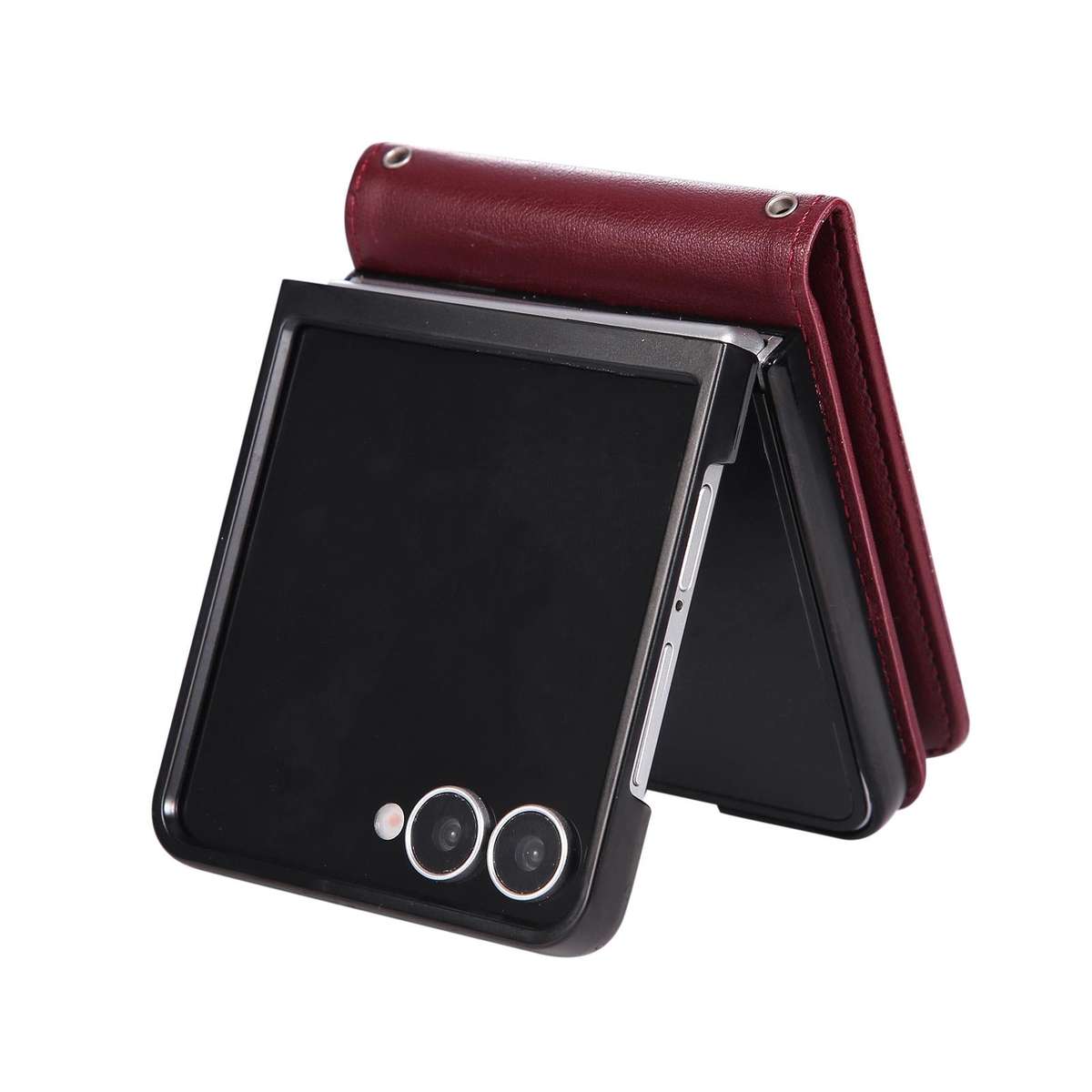 For Samsung Galaxy Z Flip7 5G 3-Card Slots Multifunctional Leather Phone Case(Wine Red)
