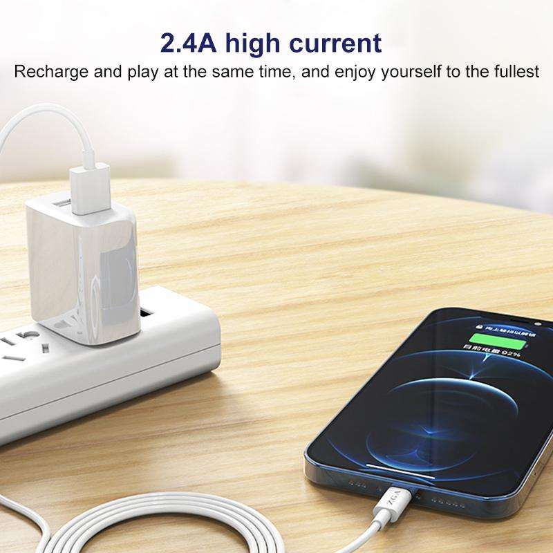 ZGA CB02 2.4A USB to 8 Pin Charging Data Cable, Length:1m(White)