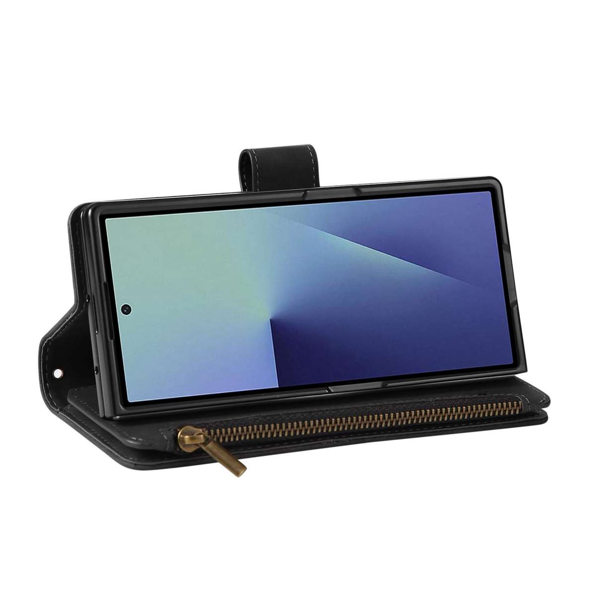 For Samsung Galaxy Z Fold7 5G Multifunctional Frosted Zipper Wallet Leather Phone Case(Black)