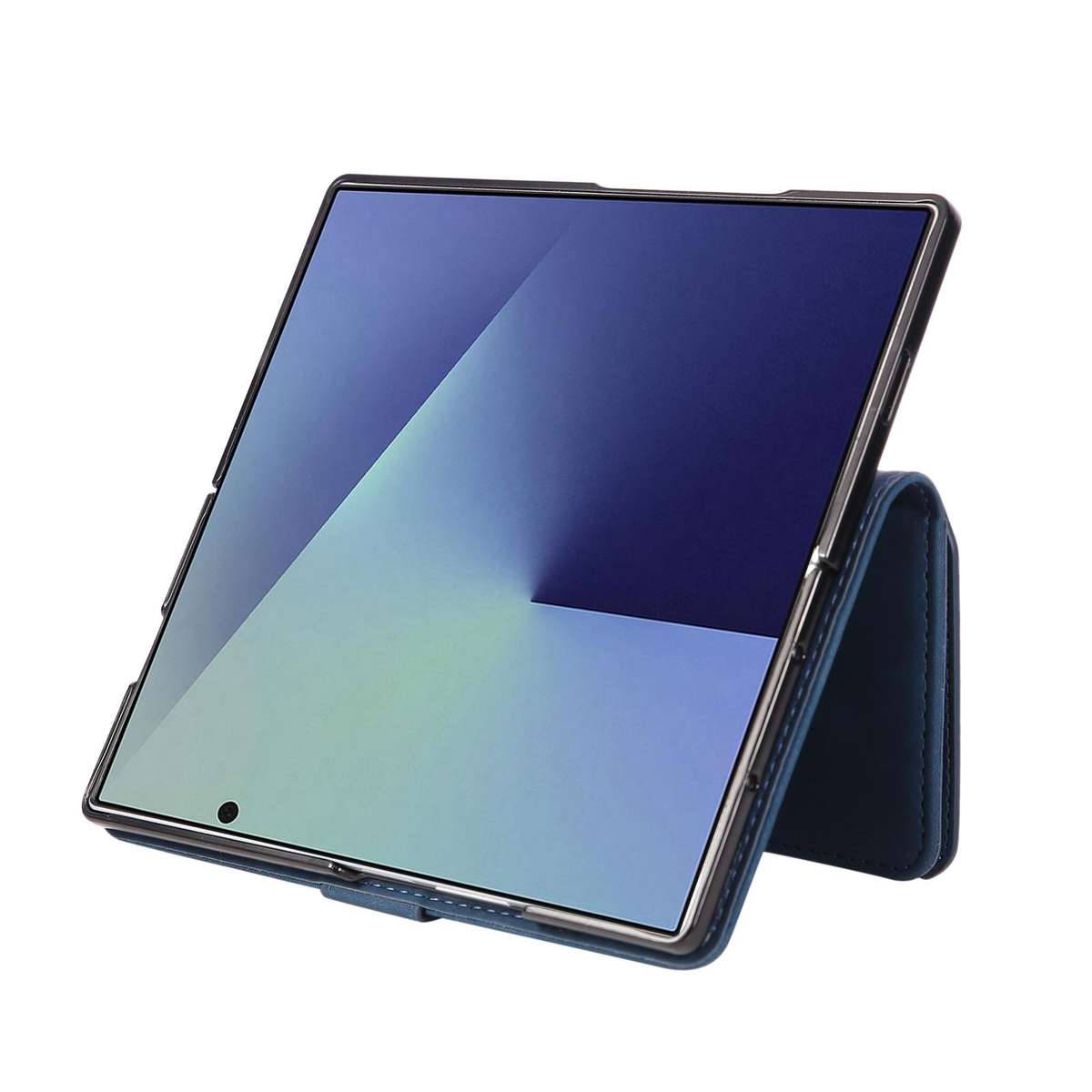 For Samsung Galaxy Z Fold7 5G Multifunctional Frosted Zipper Wallet Leather Phone Case(Blue)