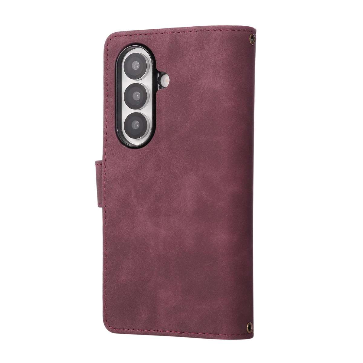 For Samsung Galaxy Z Fold7 5G Multifunctional Frosted Zipper Wallet Leather Phone Case(Wine Red)