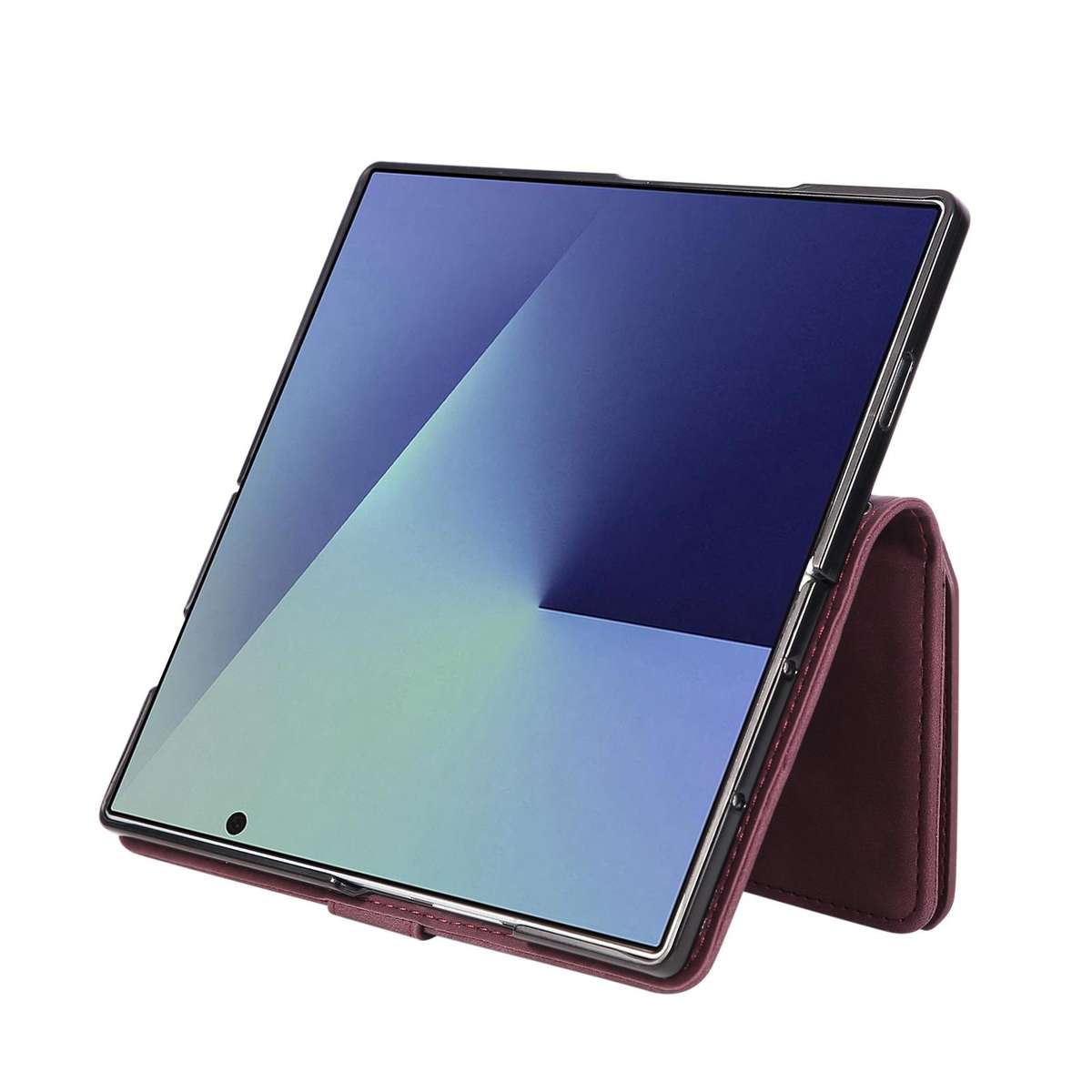 For Samsung Galaxy Z Fold7 5G Multifunctional Frosted Zipper Wallet Leather Phone Case(Wine Red)
