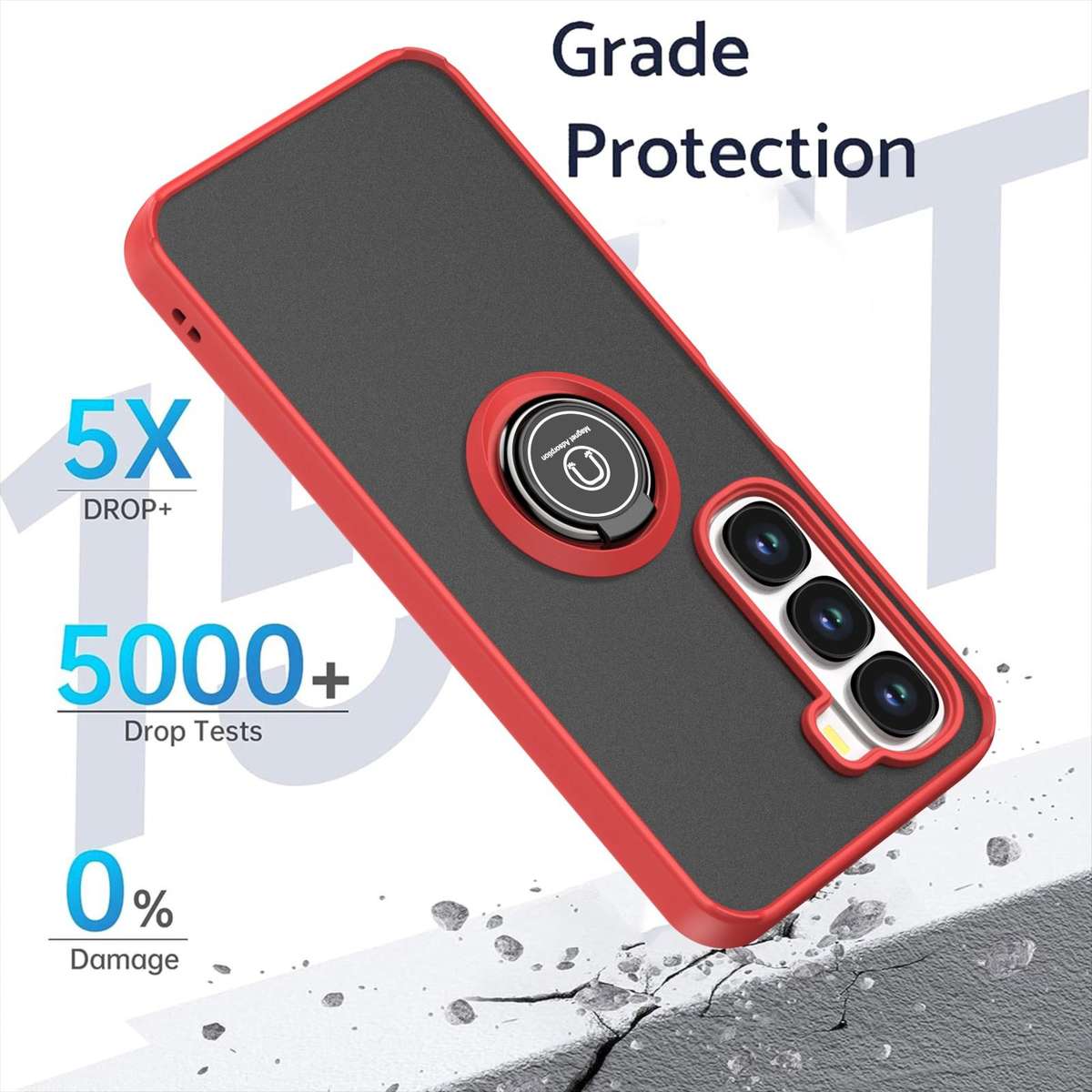 For Infinix Hot 60i 4G / 60 4G Q Shadow 1 Series TPU + PC Phone Case with Ring(Red)