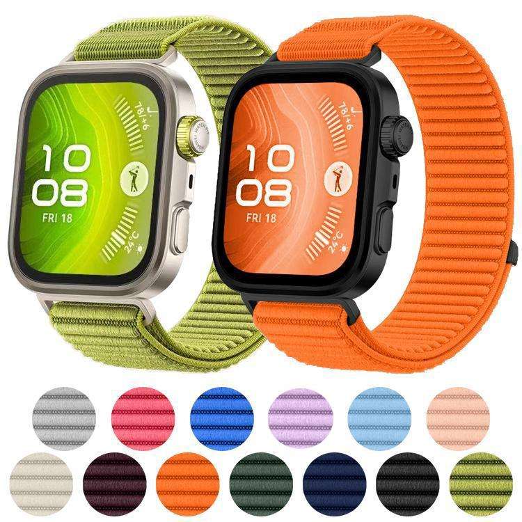 For Huawei Watch Fit4 / Fit4 Pro / Fit3 xDfind Woven Nylon Hook And Loop Fasten ... (Spruce Green)