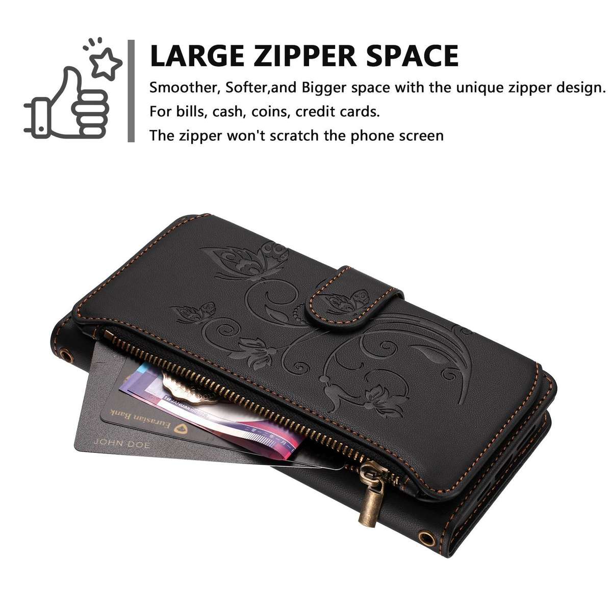 For Samsung Galaxy S20 FE Butterfly Love Flower Multi-card Zipper Wallet Leather Phone Case(Black)