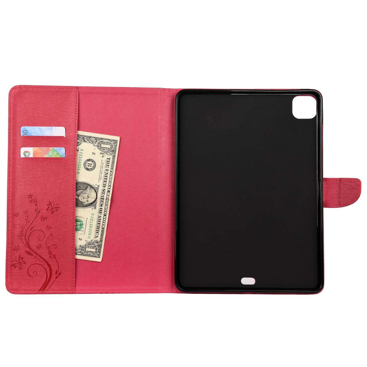 For iPad Pro 11 (2020) Butterfly Flower Embossing Pattern Horizontal Flip Leather Ta ... (Magenta)