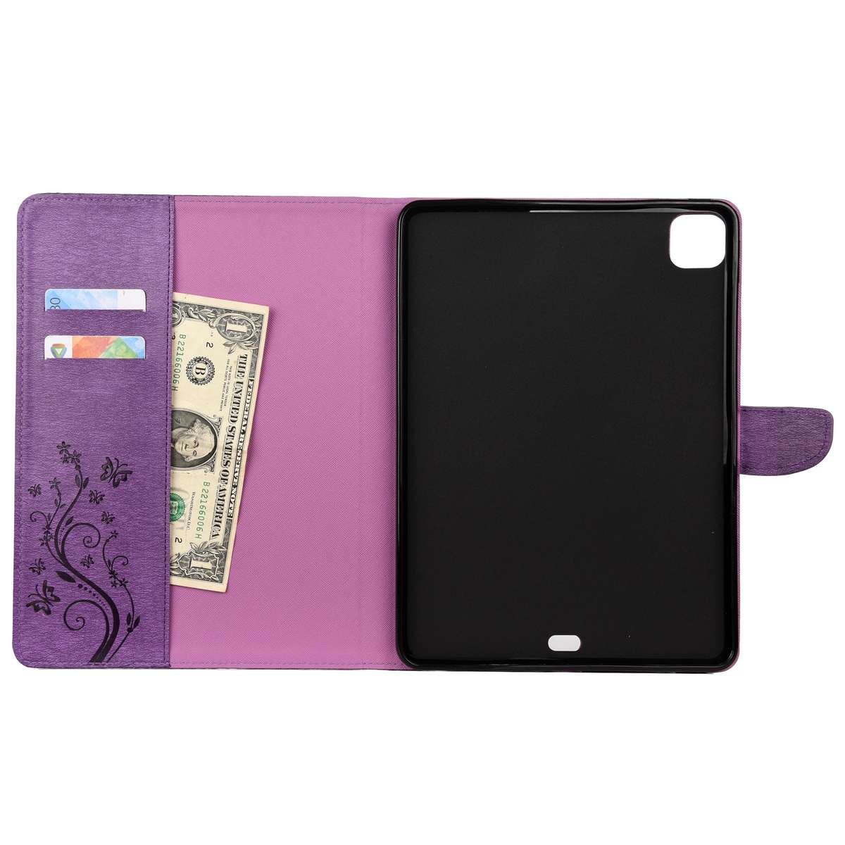 For iPad Pro 11 (2020) Butterfly Flower Embossing Pattern Horizontal Flip Leather Tab ... (Purple)