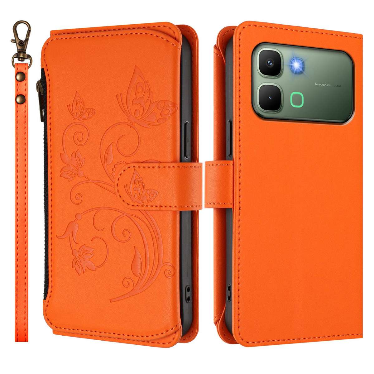 For Infinix Note Edge 5G Butterfly Love Flower Multi-card Zipper Wallet Leather Phone Case(Orange)