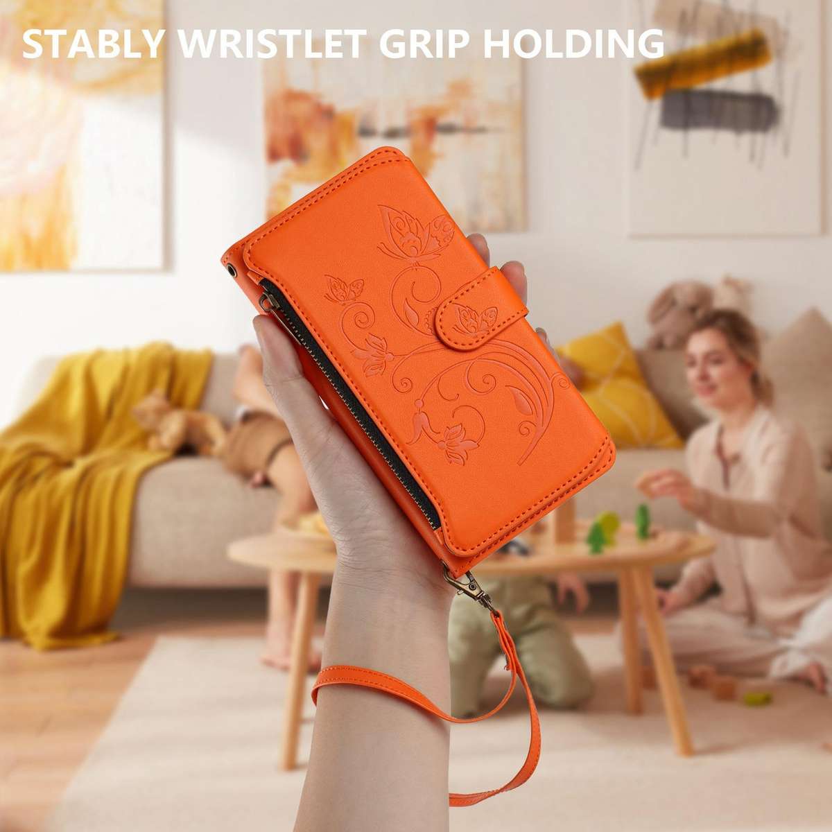 For Tecno Camon 50 Pro 4G Butterfly Love Flower Multi-card Zipper Wallet Leather Phon ... (Orange)