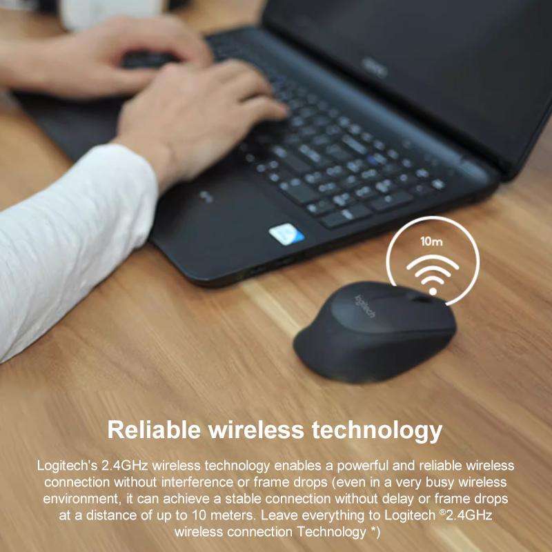 Logitech M275 1000dpi 2.4GHz Wireless Mouse with USB(Black)