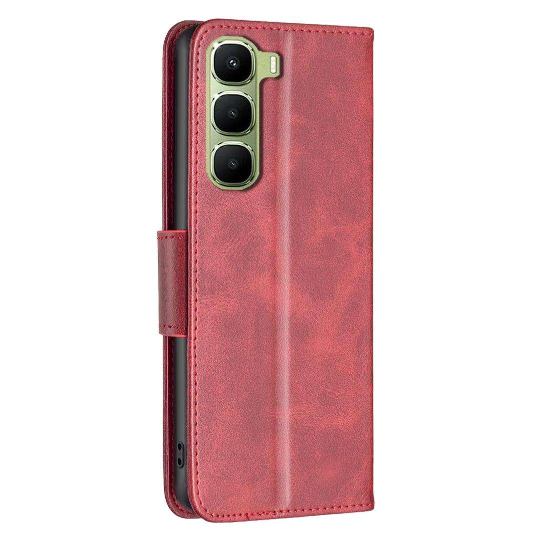 For Infinix Hot 70 5G Lambskin Texture Pure Color Flip Leather Phone Case(Red)