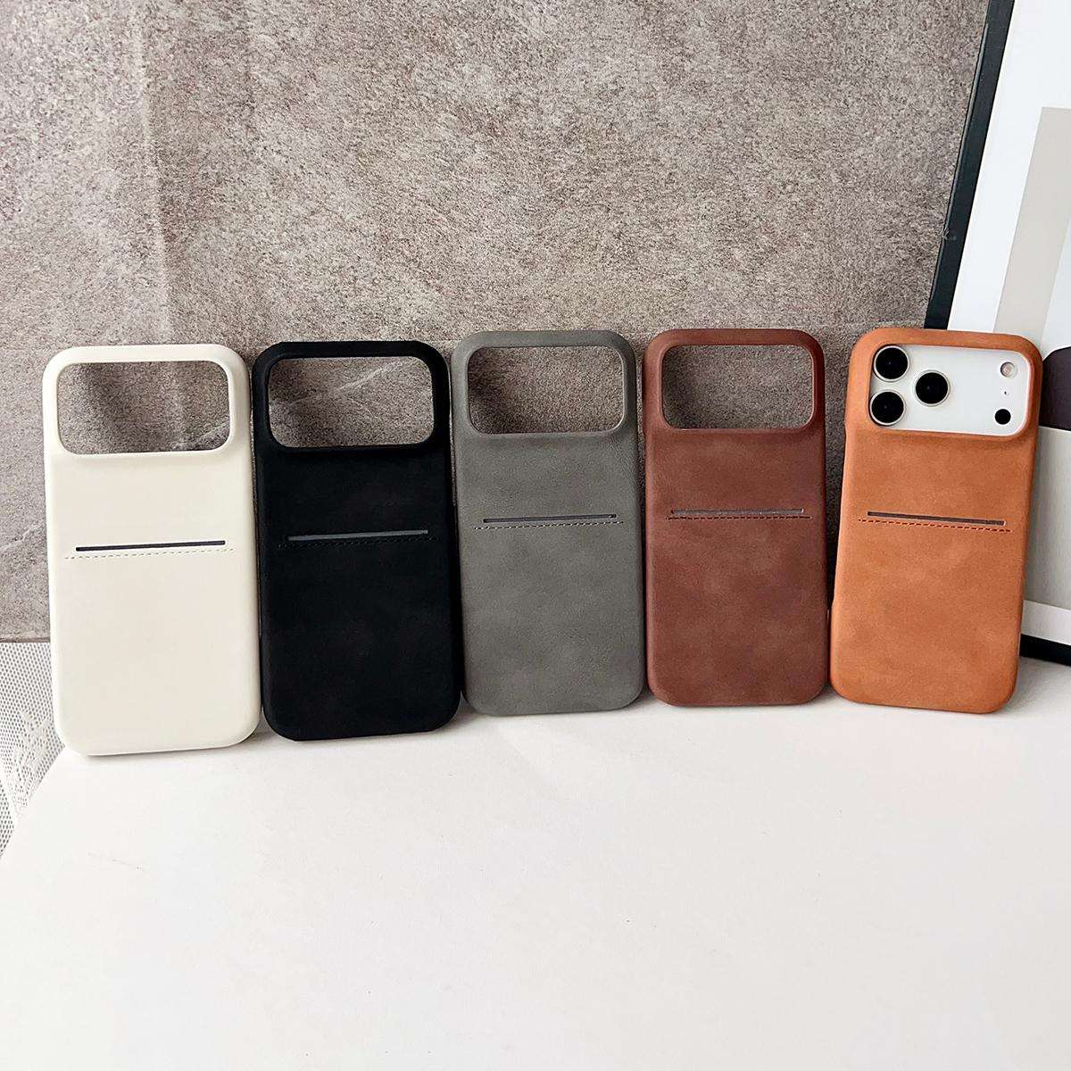 For iPhone 15 Skin Feel Sheepskin Card Slot Phone Case(White)
