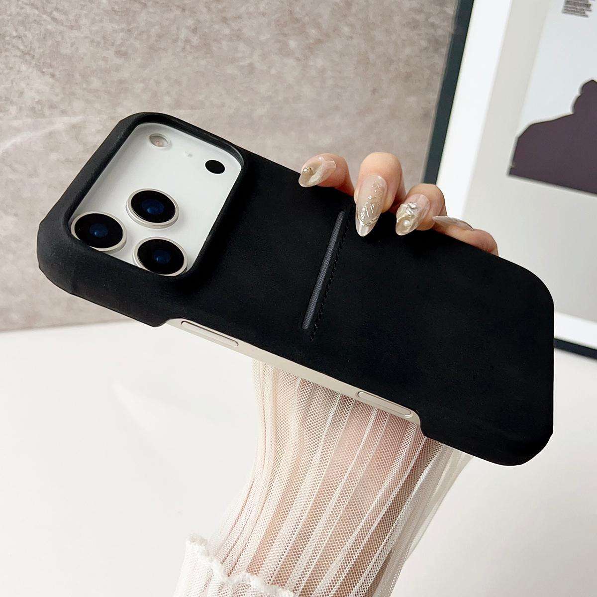 For iPhone 15 Skin Feel Sheepskin Card Slot Phone Case(White)