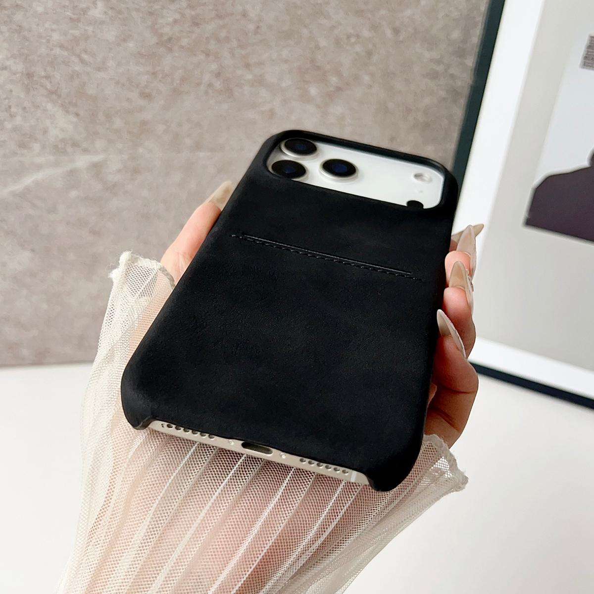 For iPhone 15 Skin Feel Sheepskin Card Slot Phone Case(White)