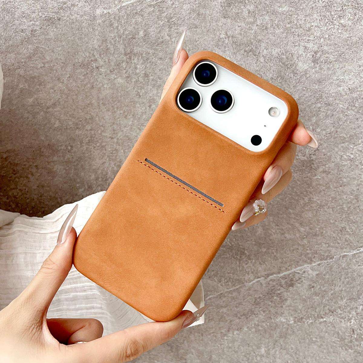 For iPhone 15 Skin Feel Sheepskin Card Slot Phone Case(White)