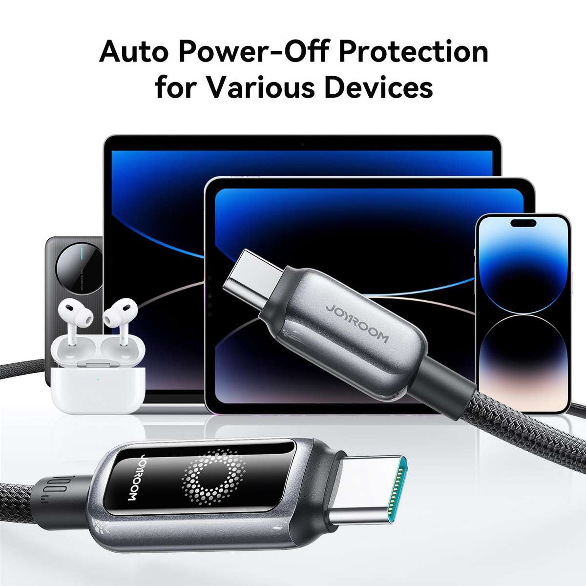 JOYROOM S-A55 StarFlight Series 100W Type-C to Type-C Auto Power-Off Fast Charging Dat ... (Black)