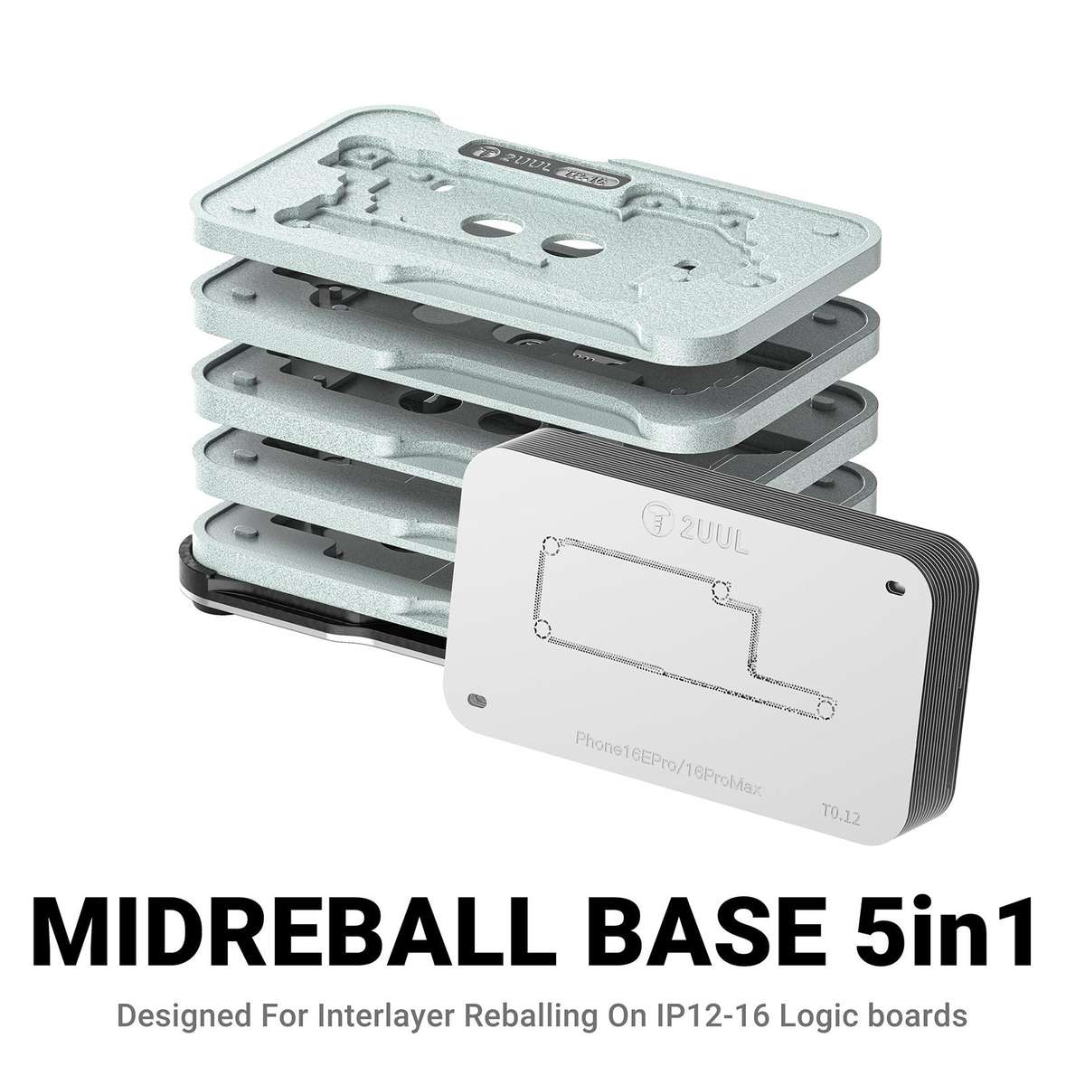 2UUL BH13 Midreball Base Logic Board BGA Reballing Platform Set for iPhone 12-16 Pro Max