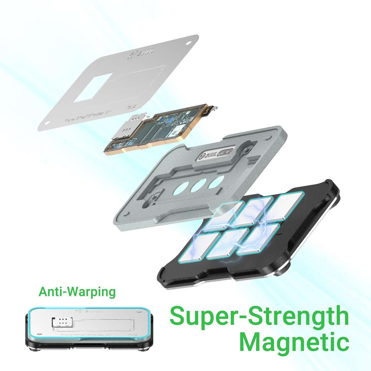 2UUL BH13 Midreball Base Logic Board BGA Reballing Platform Set for iPhone 12-16 Pro Max