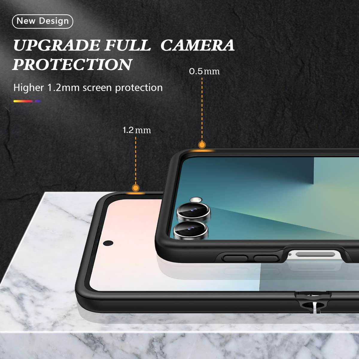 For Samsung Galaxy Z Flip7 5G PC + TPU Magnetic Phone Case with Invisible Ring Holder(Black)