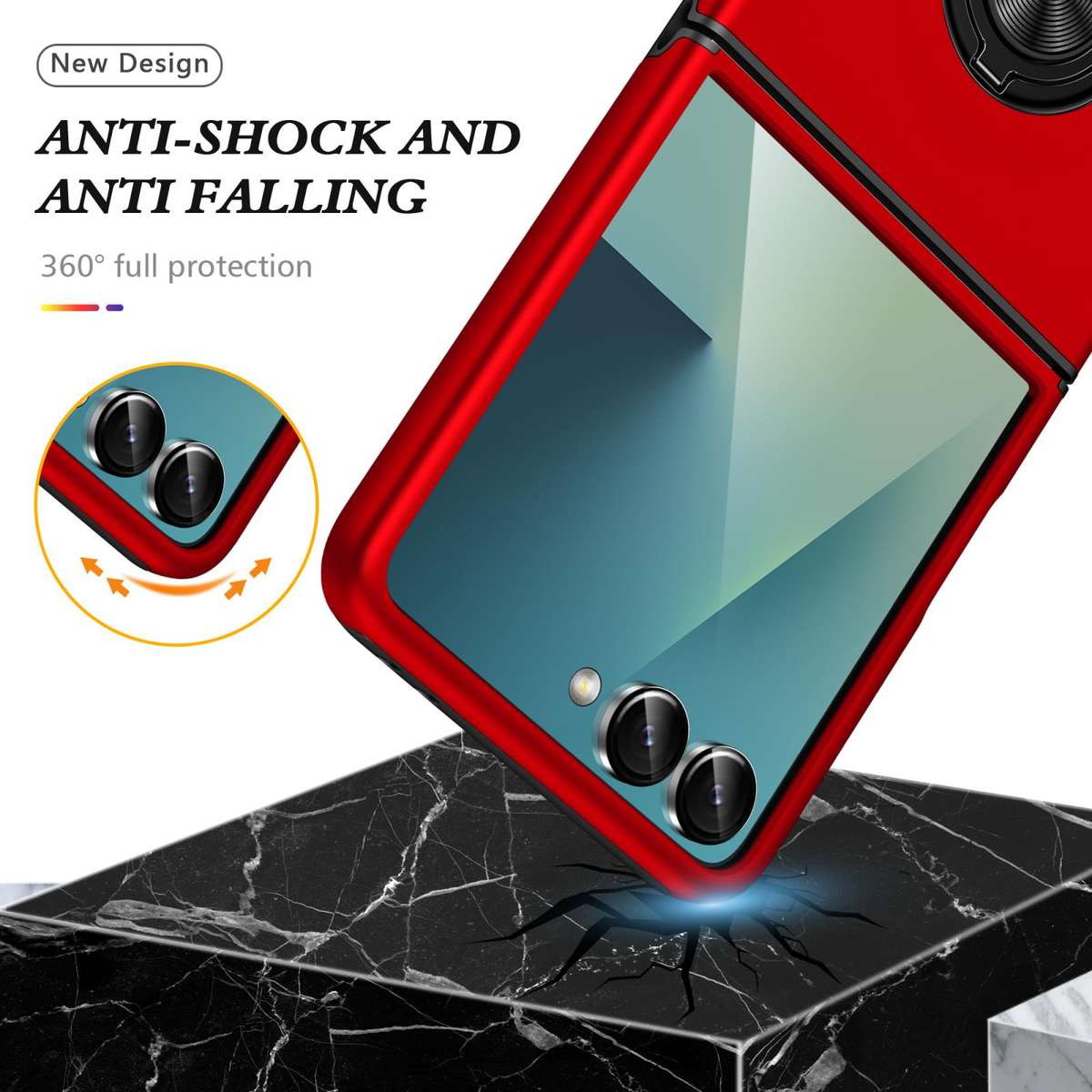 For Samsung Galaxy Z Flip7 5G PC + TPU Magnetic Phone Case with Invisible Ring Holder(Red)