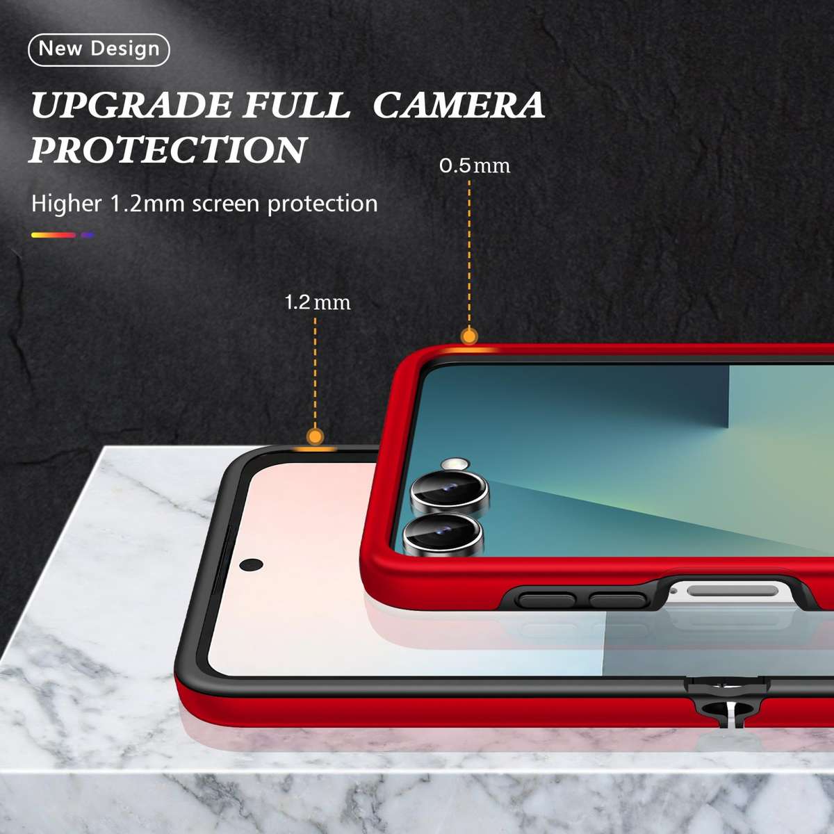 For Samsung Galaxy Z Flip7 5G PC + TPU Magnetic Phone Case with Invisible Ring Holder(Red)