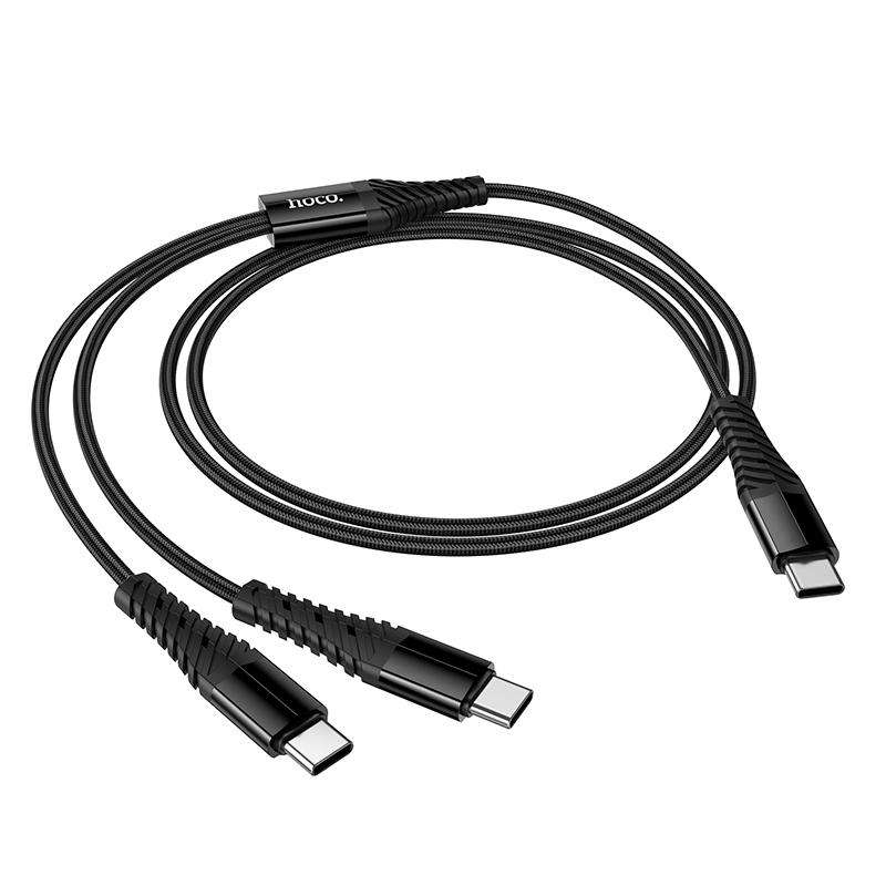 hoco X123 Victory Type-C to Type-C x 2 2 in 1 Charging Cable, Length: 1m(Black)
