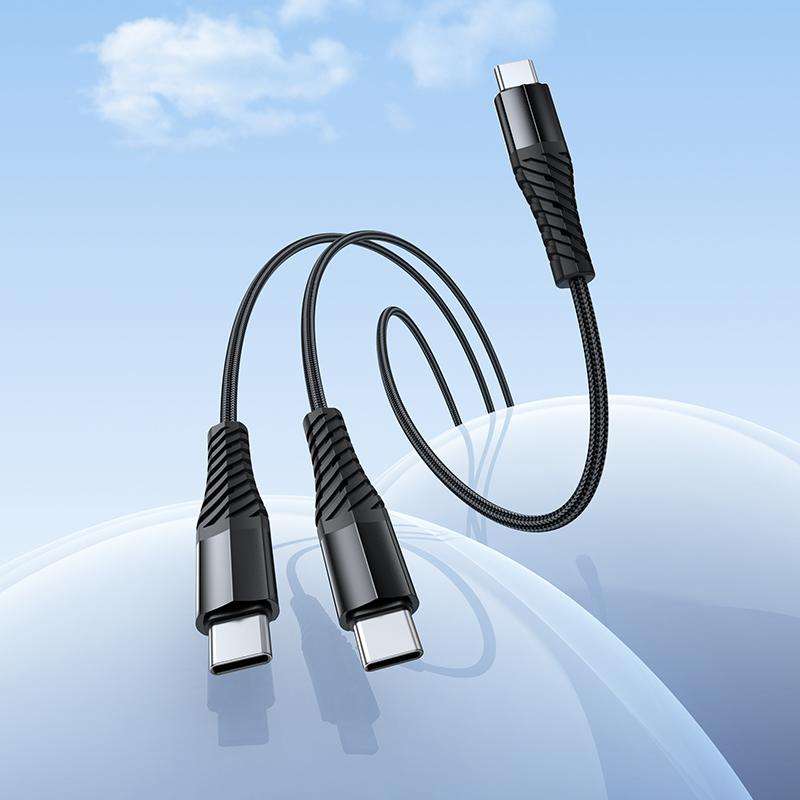hoco X123 Victory Type-C to Type-C x 2 2 in 1 Charging Cable, Length: 1m(Black)