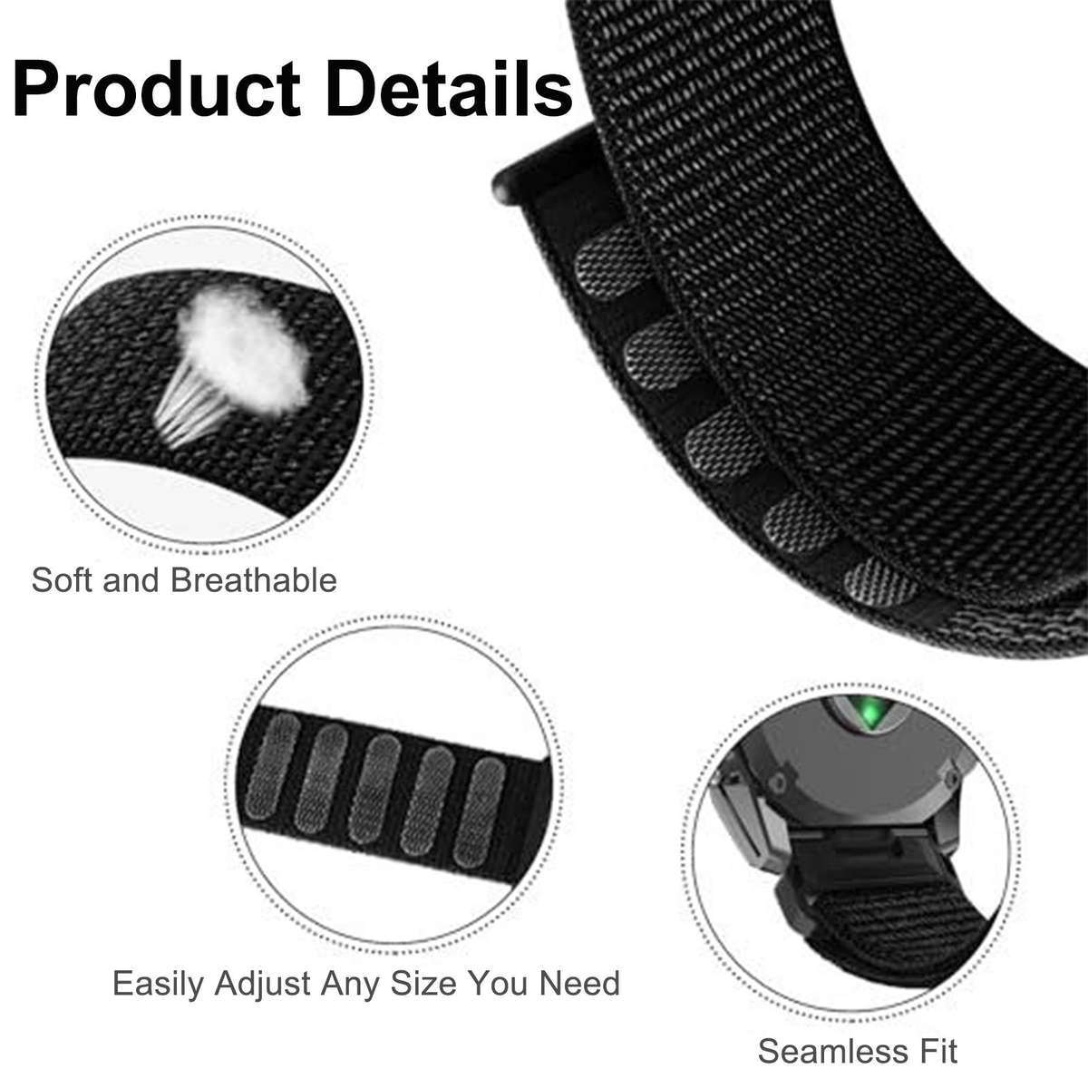 For Garmin 22mm Nylon Hook and Loop Fastener Quick Release Watch Band(Silver)