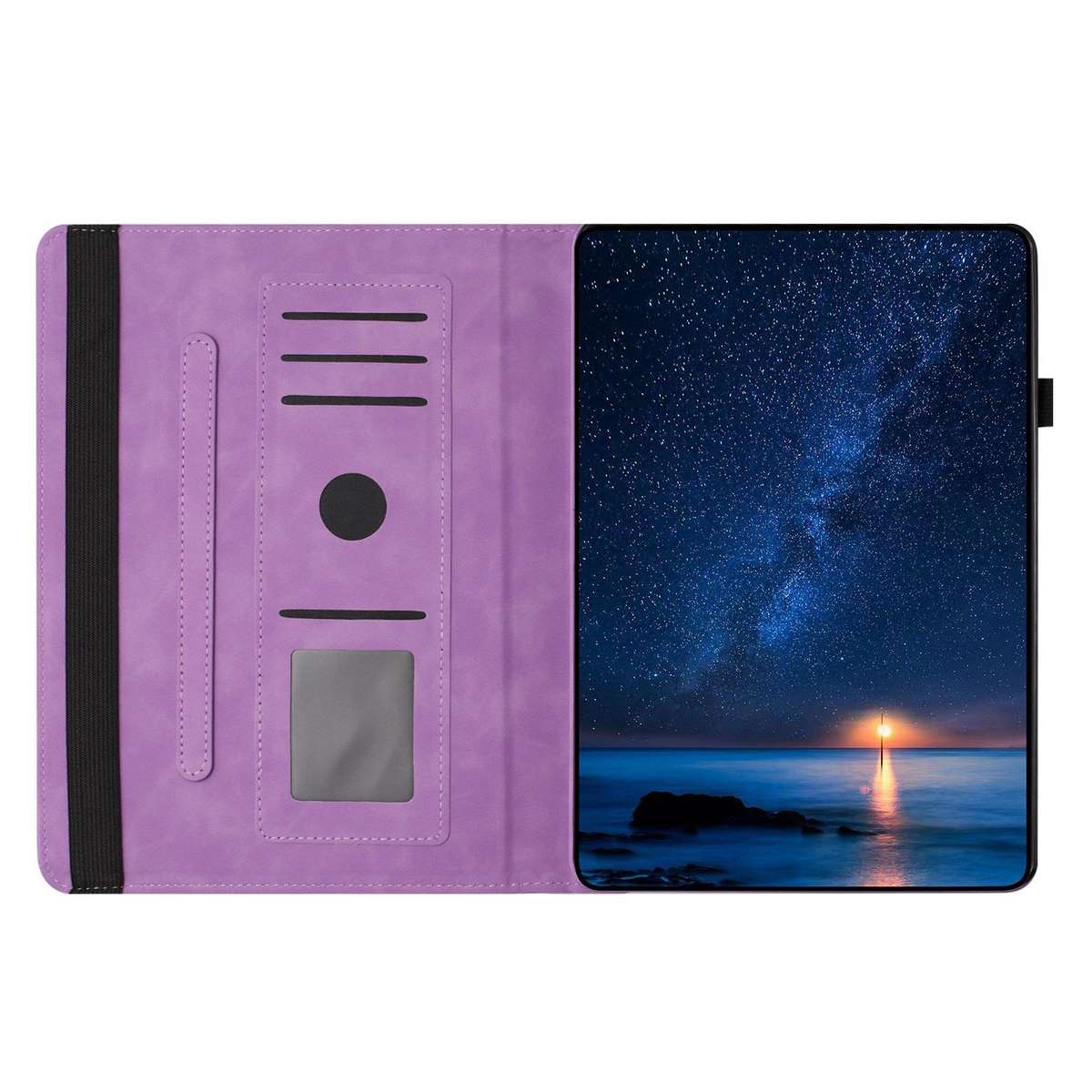 For Samsung Galaxy Tab A7 2020 Solid Color Rotation Holder Leather Smart Tablet Case(Light Purple)