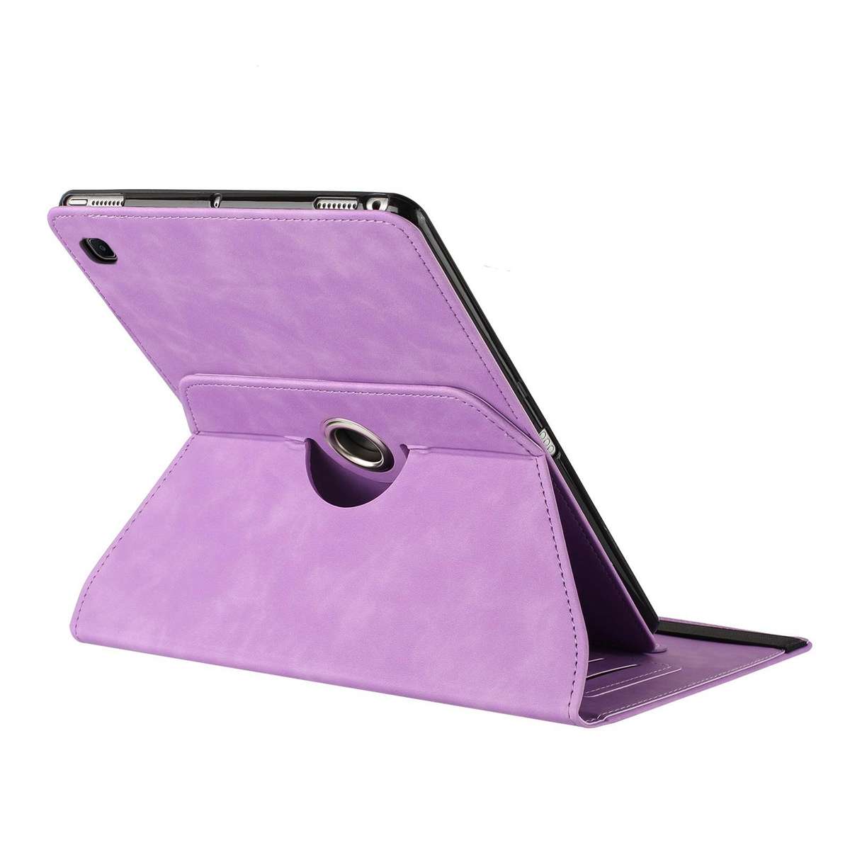 For Samsung Galaxy Tab A7 2020 Solid Color Rotation Holder Leather Smart Tablet Case(Light Purple)