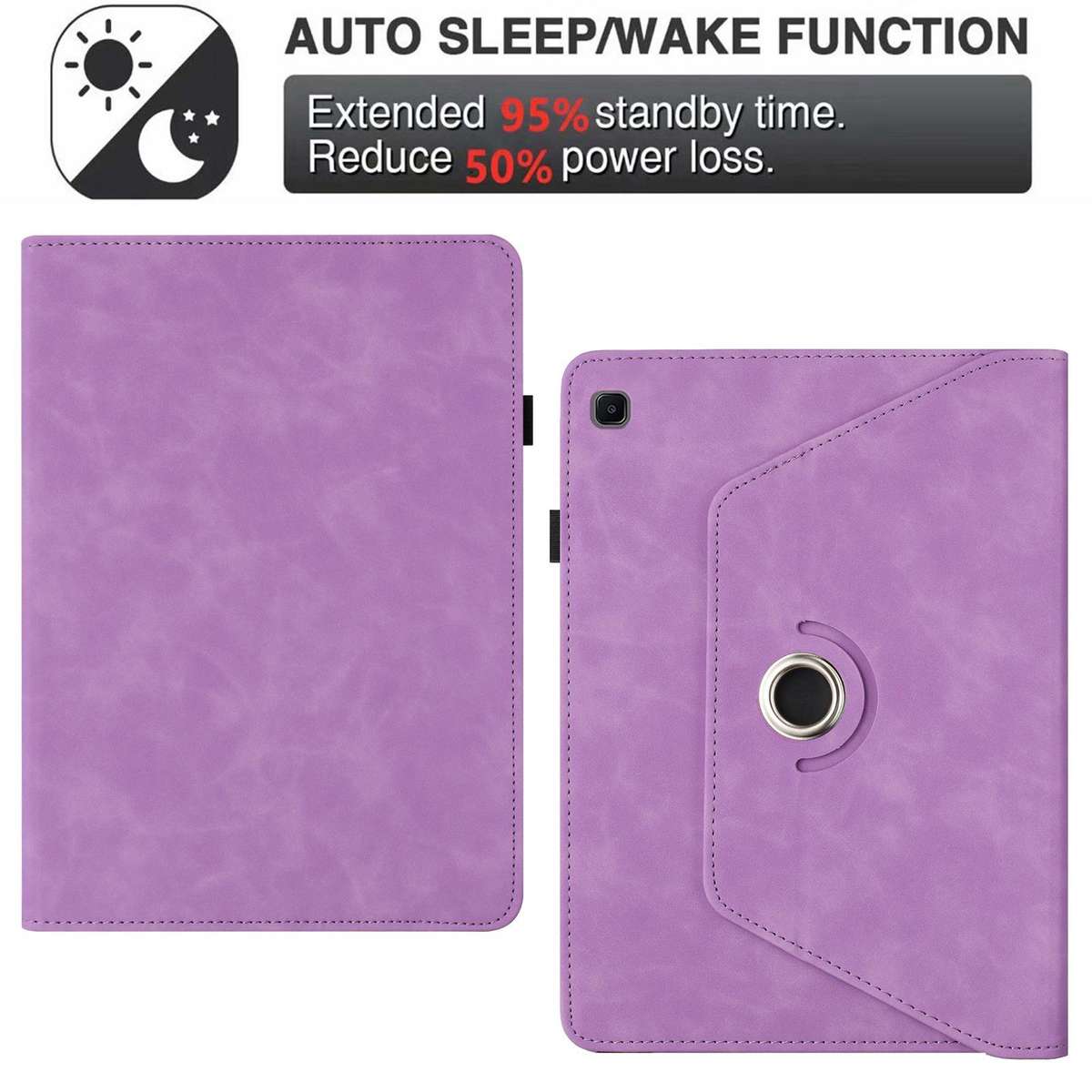 For Samsung Galaxy Tab A7 2020 Solid Color Rotation Holder Leather Smart Tablet Case(Light Purple)