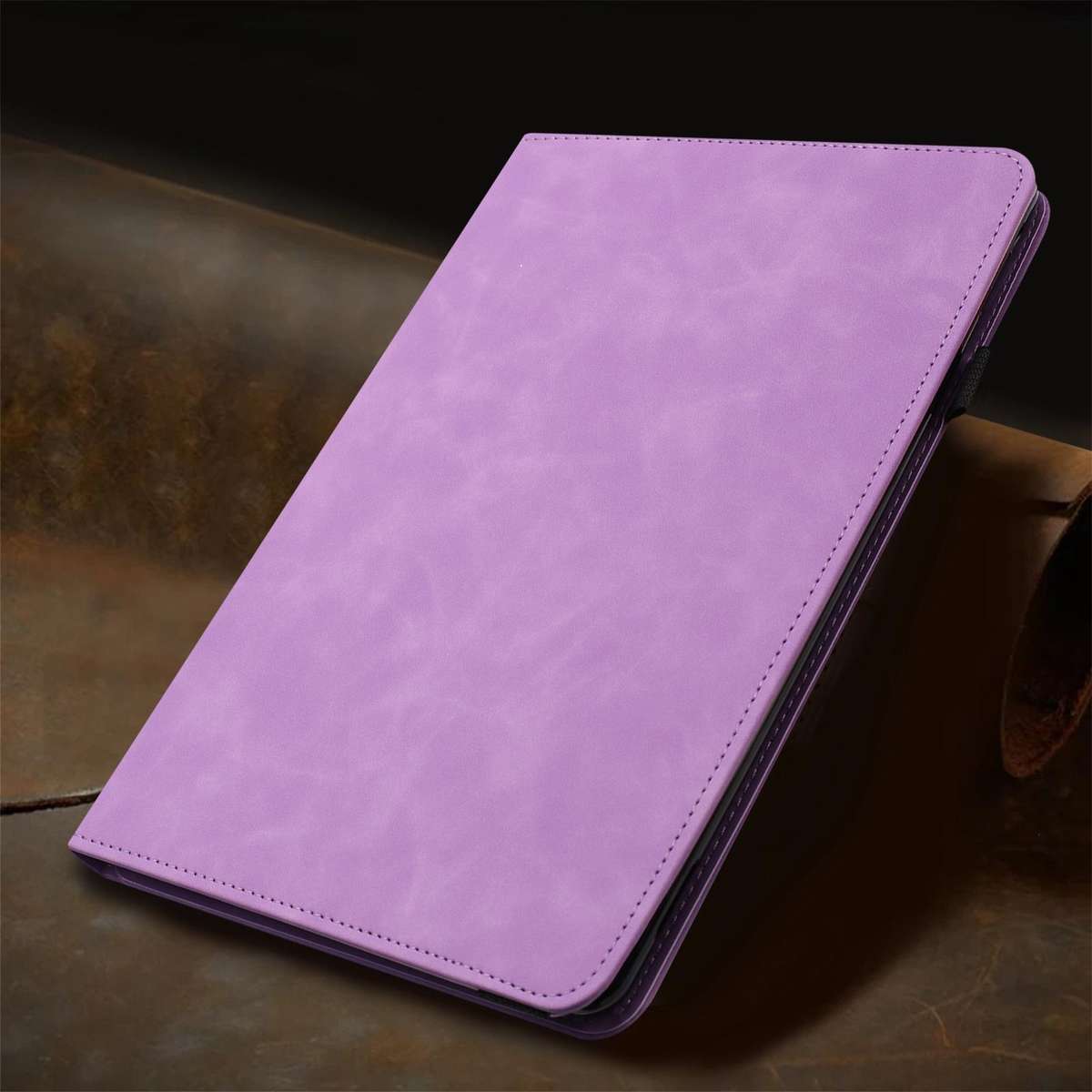 For Samsung Galaxy Tab A7 2020 Solid Color Rotation Holder Leather Smart Tablet Case(Light Purple)
