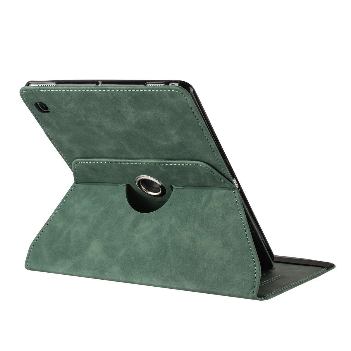 For Samsung Galaxy Tab A7 2020 Solid Color Rotation Holder Leather Smart Tablet Case(Green)
