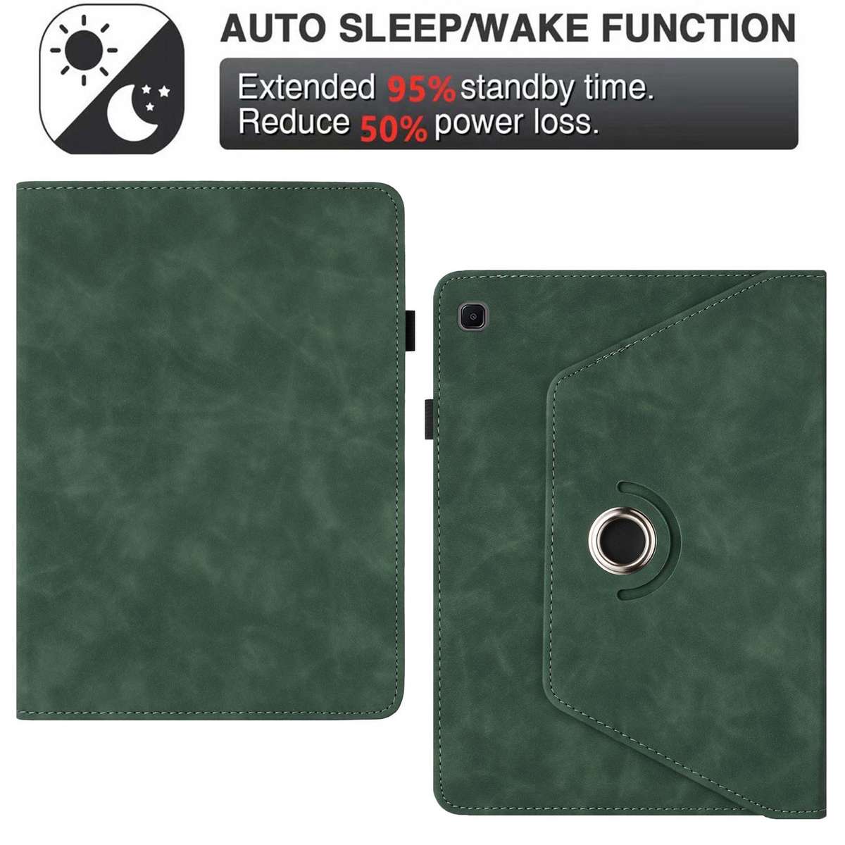For Samsung Galaxy Tab A7 2020 Solid Color Rotation Holder Leather Smart Tablet Case(Green)