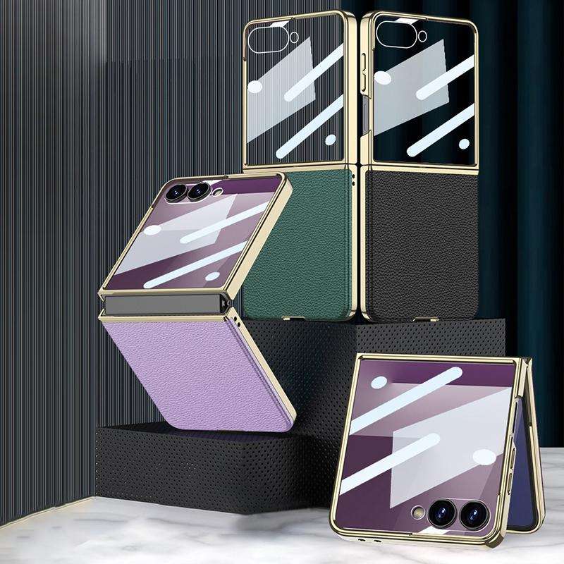 For Samsung Galaxy Z Flip7 5G GKK Integrated Plating Leather Phone Case(Green)