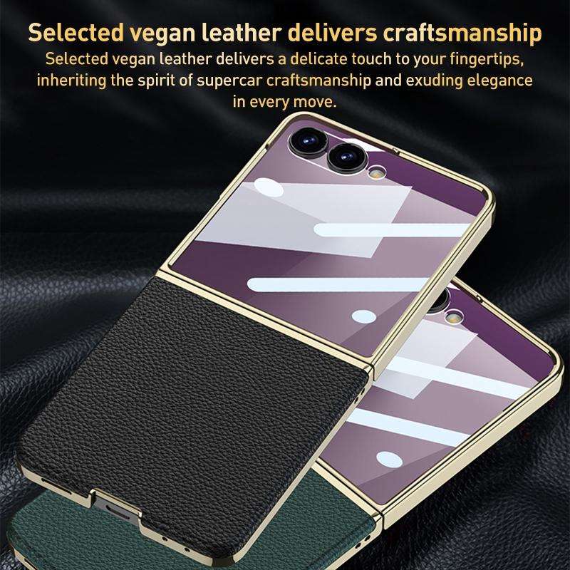 For Samsung Galaxy Z Flip7 5G GKK Integrated Plating Leather Phone Case(Green)