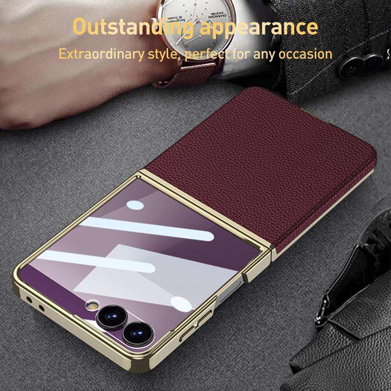For Samsung Galaxy Z Flip7 5G GKK Integrated Plating Leather Phone Case(Green)