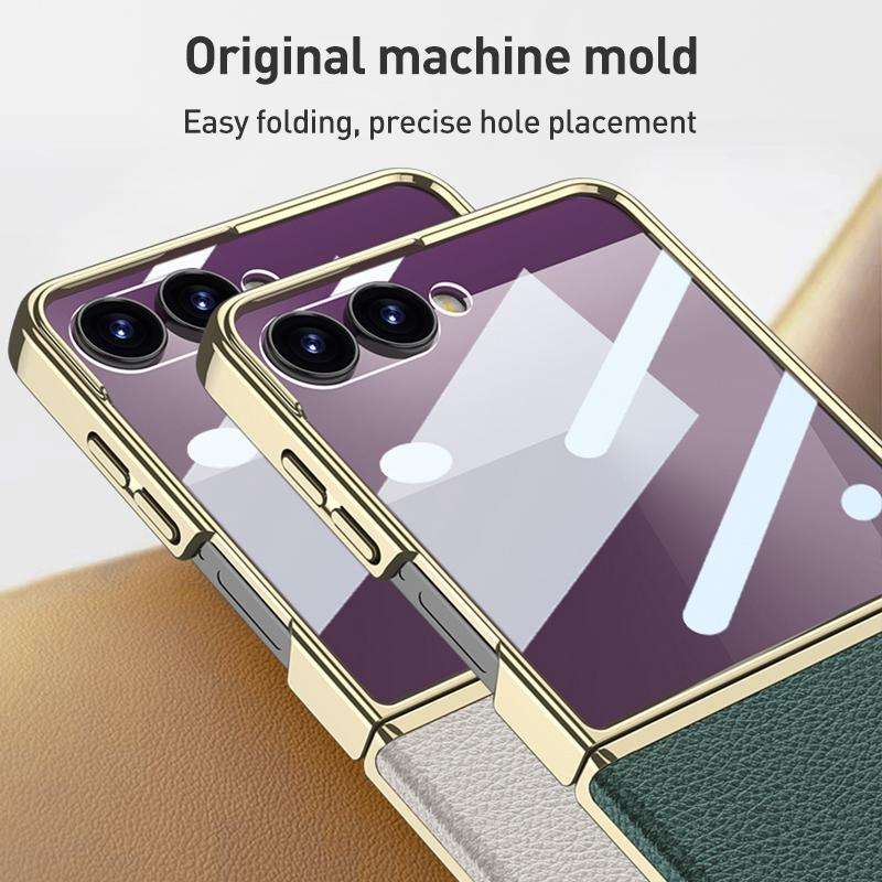 For Samsung Galaxy Z Flip7 5G GKK Integrated Plating Leather Phone Case(Green)