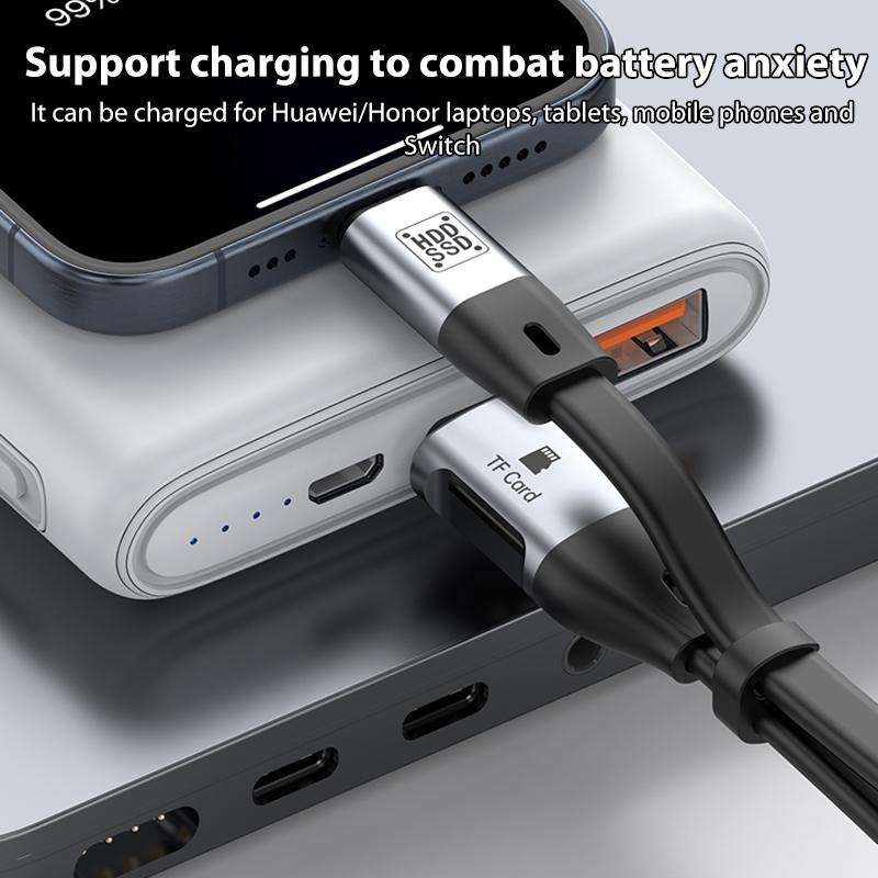 OTG Type-C to Type-C USB3.1 Gen2 High Speed Charging Cable with Card Reader, Length:20cm(Black)