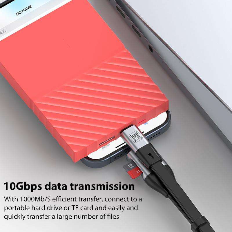 OTG Type-C to Type-C USB3.1 Gen2 High Speed Charging Cable with Card Reader, Length:20cm(Black)