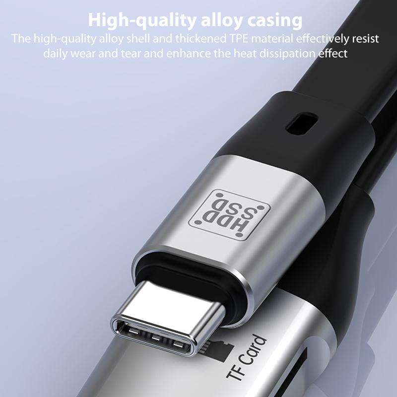 OTG Type-C to Type-C USB3.1 Gen2 High Speed Charging Cable with Card Reader, Length:20cm(Black)