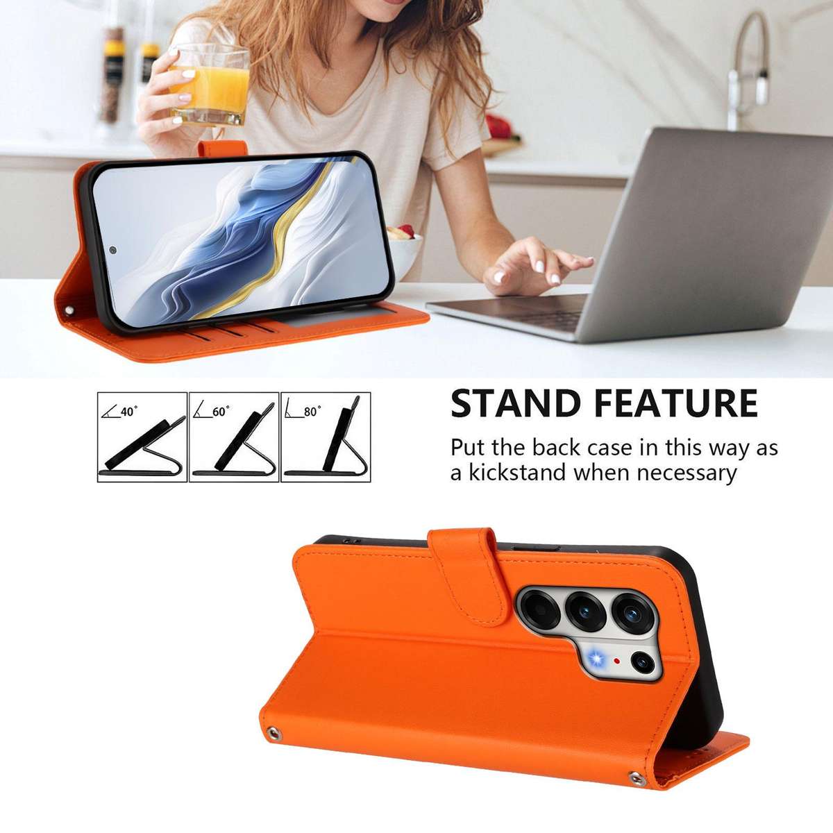 For Tecno Camon 50 Pro 4G Embossed Heart Cat Leather Phone Case with Hand Strap(Orange)